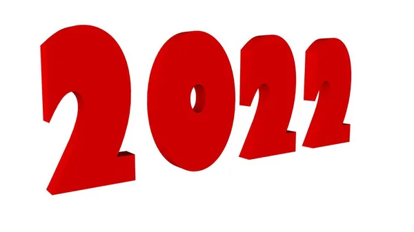 Red Text Numbers 2022 White Background New Year Theme Rendering — Stock Photo, Image