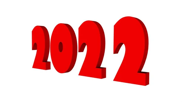 Red Text Numbers 2022 White Background New Year Theme Rendering — Stock Photo, Image