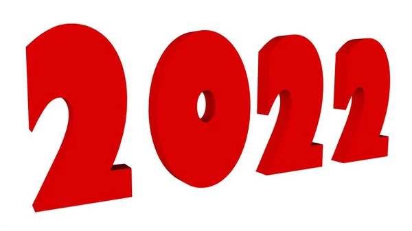 红色3D文本或编号2022白色背景 新年的主题 — 图库照片