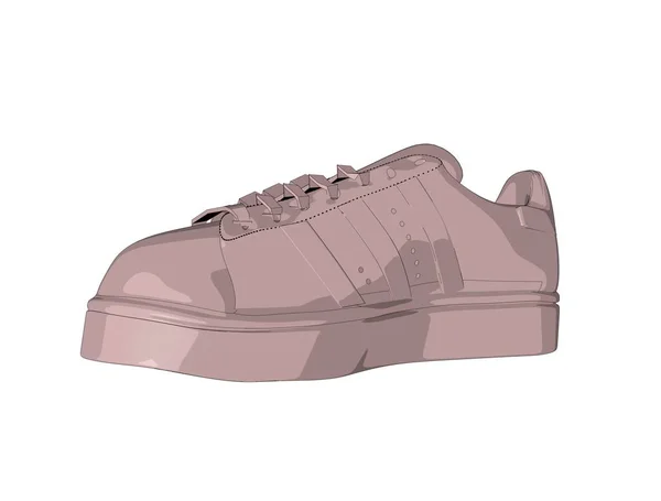 Sneaker Vit Bakgrund Bekväma Skor Skiss Illustration — Stockfoto