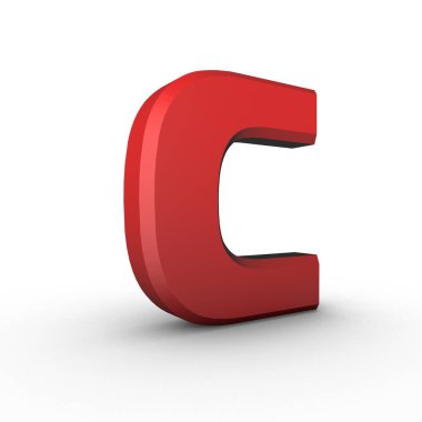 Beyaz arka planda kırmızı 3D harf..