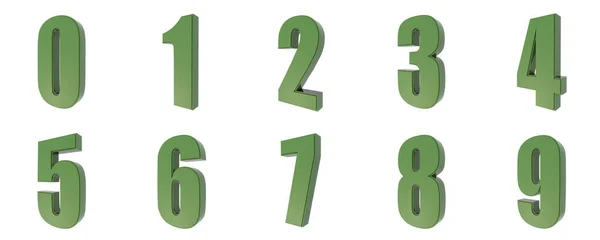 Gröna Nummer Vit Bakgrund — Stockfoto