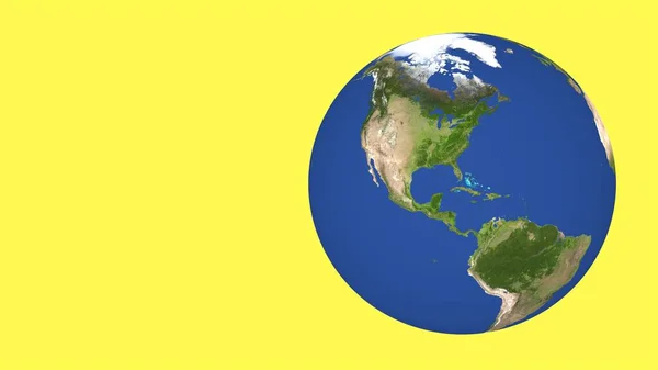 Planet Erde Auf Gelbem Hintergrund Globus — Stockfoto