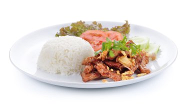 Kızarmış domuz ve pilav