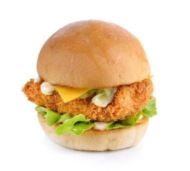 Beyaz arkaplanda hamburger