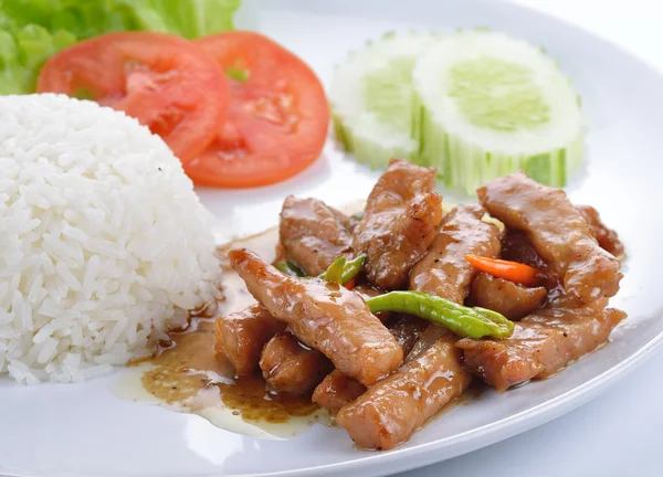 Fried Pork with Rice — Stock Photo, Image