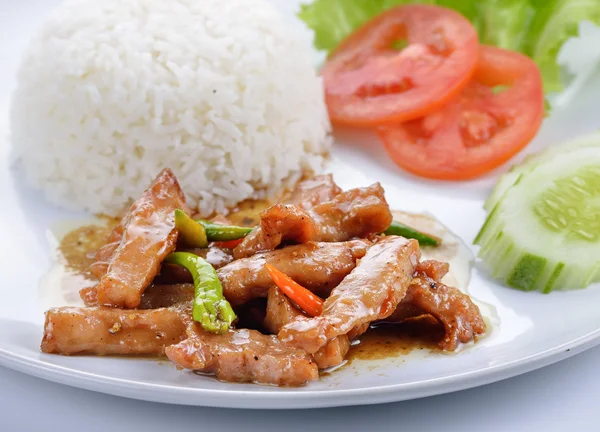 Maiale fritto con riso — Foto Stock