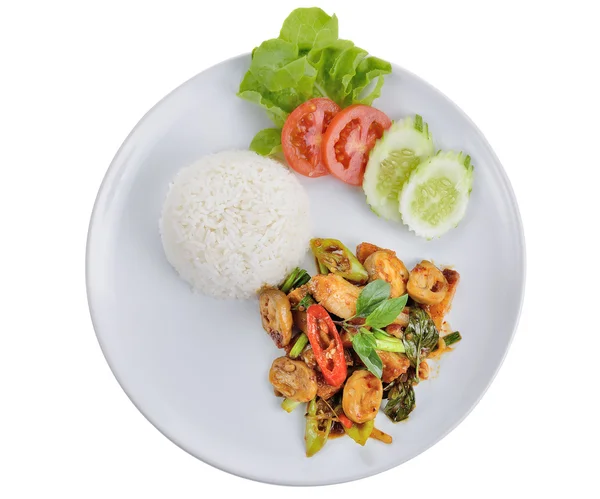 Pork fried mushrooms. thai food — Stock Photo, Image