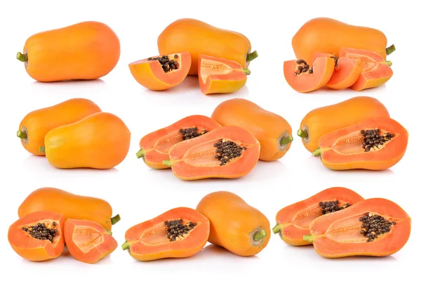 Papaya fehér háttér — Stock Fotó