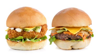 Beyaz arkaplanda hamburger