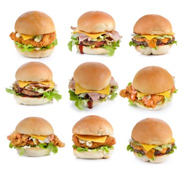 Beyaz arkaplanda hamburger