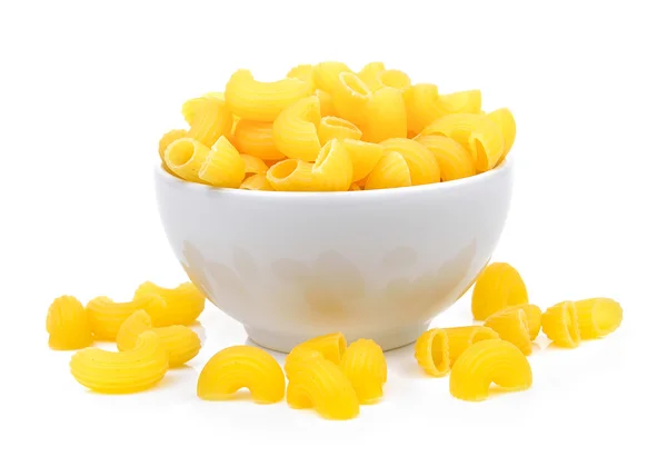 Dry macaroni in the white bowl — Stock Photo, Image