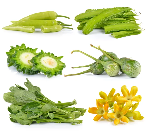 Peppers, winged bean, Bitter melon, Cowslip creeper, cauliflower — Stock Photo, Image