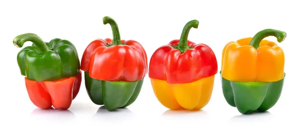 Red and green pepper over white background — Stock Photo, Image