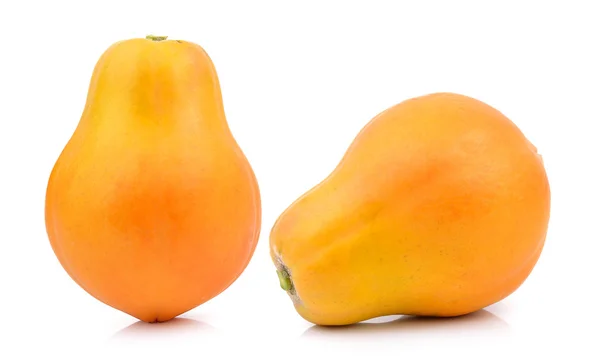 Érett papaya fehér háttér — Stock Fotó