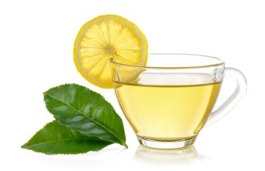 glass of lemon tea on white background clipart
