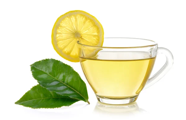 Egy pohár citromos tea fehér alapon — Stock Fotó