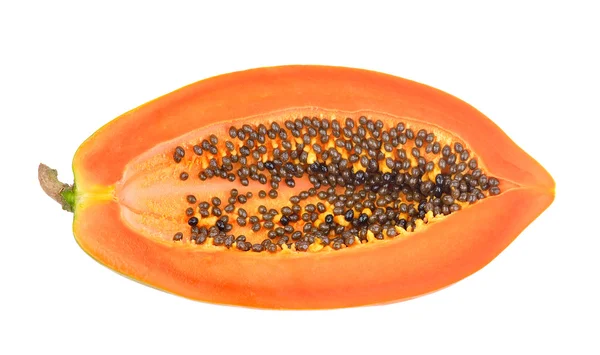 Papaya fetta su sfondo bianco — Foto Stock