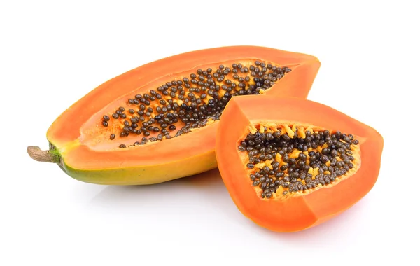 Papaya Rebanada sobre fondo blanco — Foto de Stock