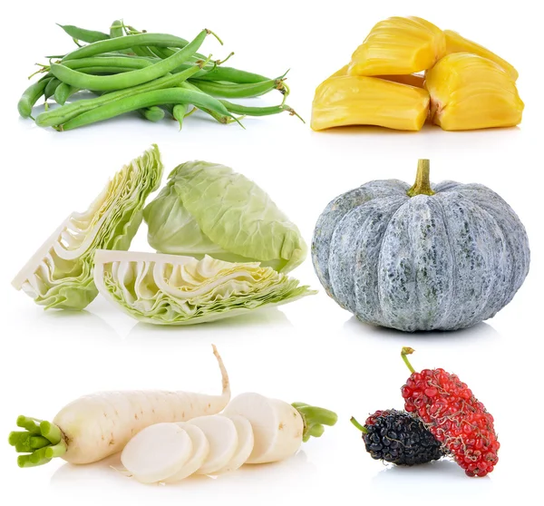 Daikon radijs, jack fruit, pompoen, Mulberry, kool, groene b — Stockfoto