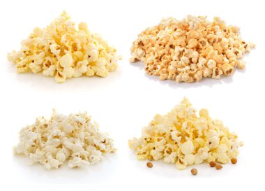 Beyaz arka plan üzerinde izole pop corn