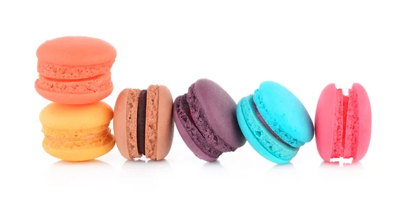 Colourful french macaroons or macaron on white background — Stock Photo, Image