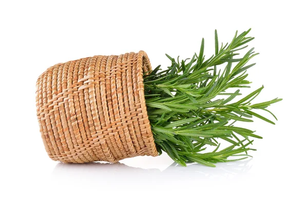 Rosemary in basket on white background — Stock Photo, Image