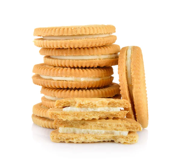 Szendvics cookie-k krém fehér háttér — Stock Fotó
