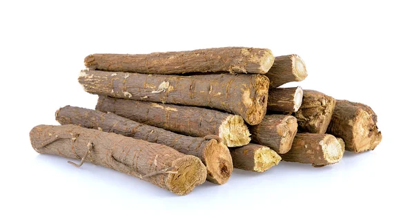 Liquorice roots isolated on white background — Stock Photo, Image