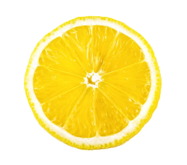 Φέτα λεμονιού απομονωμένη σε λευκό φόντο — Φωτογραφία Αρχείου