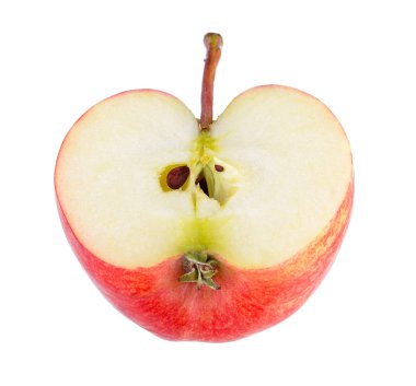 beyaz arkaplanda izole edilmiş elma dilimi