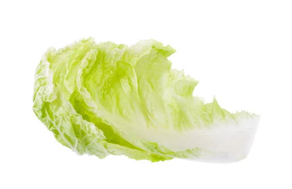 Foglie fresche di lattuga verde isolate su bianco — Foto Stock
