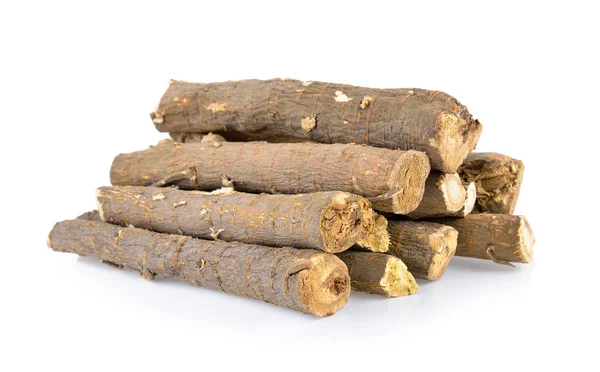 Dried Liquorice roots isolated on white background — Stock Photo, Image