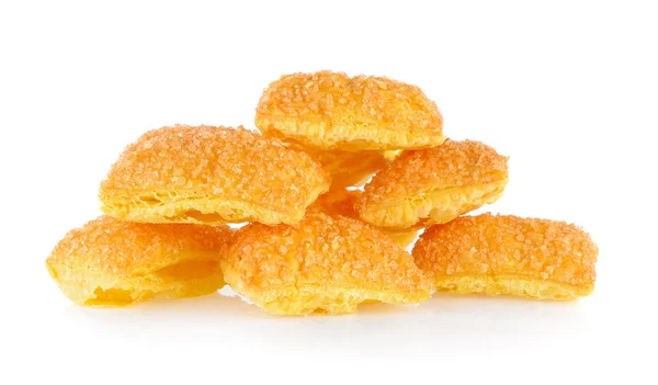 Biscoitos manteiga com açúcar sobre fundo branco — Fotografia de Stock