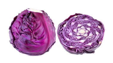Mor lahana beyaz arkaplanda izole edilmiş.