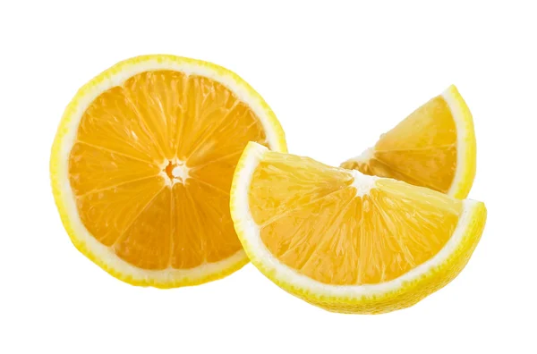 Friss szelet citrom, elszigetelt fehér background — Stock Fotó