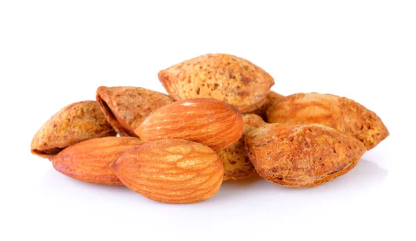 Almonds isolated on white background — Stock Photo, Image