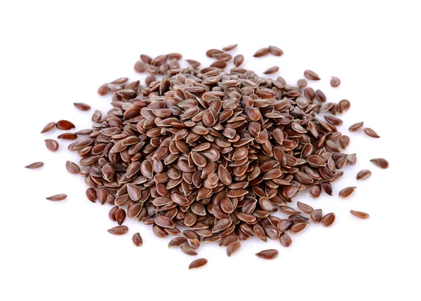 Flax seeds heap isolated on white — Stock Photo, Image