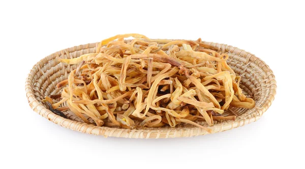 Dried Day Lily in cestino su sfondo bianco — Foto Stock