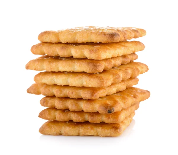 Pila de galletas de mantequilla sobre fondo blanco — Foto de Stock