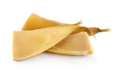 Beyaz arkaplanda bambu filizleri