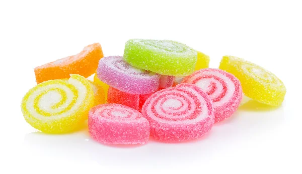 Gelee süß, Aroma Früchte, Süßigkeiten Dessert bunt auf Zucker. — Stockfoto