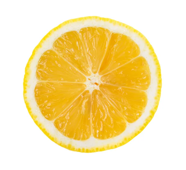 Лимонний шматочок ізольований на білому тлі — стокове фото