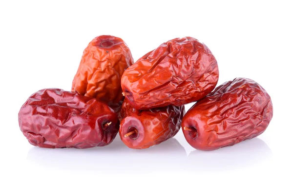 Date rouge séchée ou jujube chinois sur fond blanc — Photo