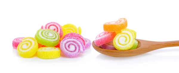 Jelly sweet, flavor fruit, candy dessert colorful on sugar. — Stock Photo, Image