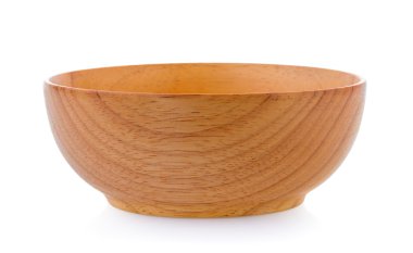 Beyaz arka planda ahşap kase