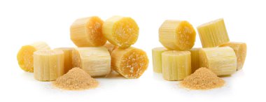 Beyaz arkaplanda şeker kamışı