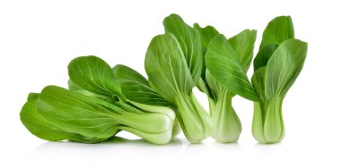 Beyaz arkaplanda bok choy sebzesi