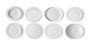 Beyaz arkaplan görünümlü beyaz plaka kümesi