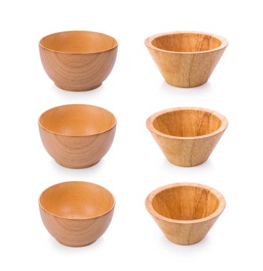 Ahşap kase beyaz arkaplanda izole